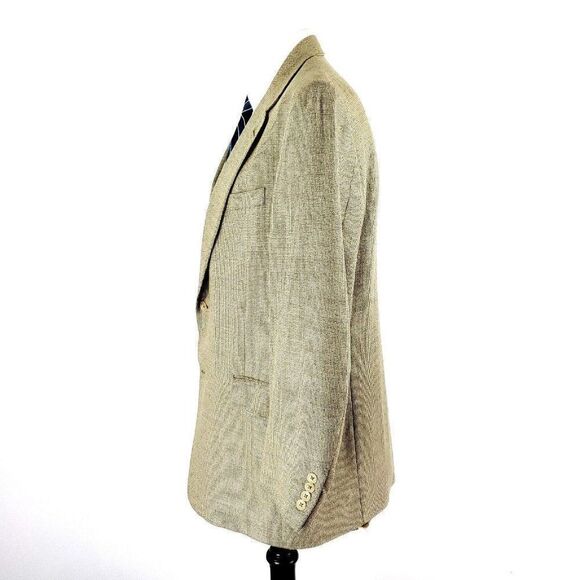 Hart Schaffner Marx Wool 2 Button Sport Coat 42R Tan Check Blazer - Picture 4 of 10
